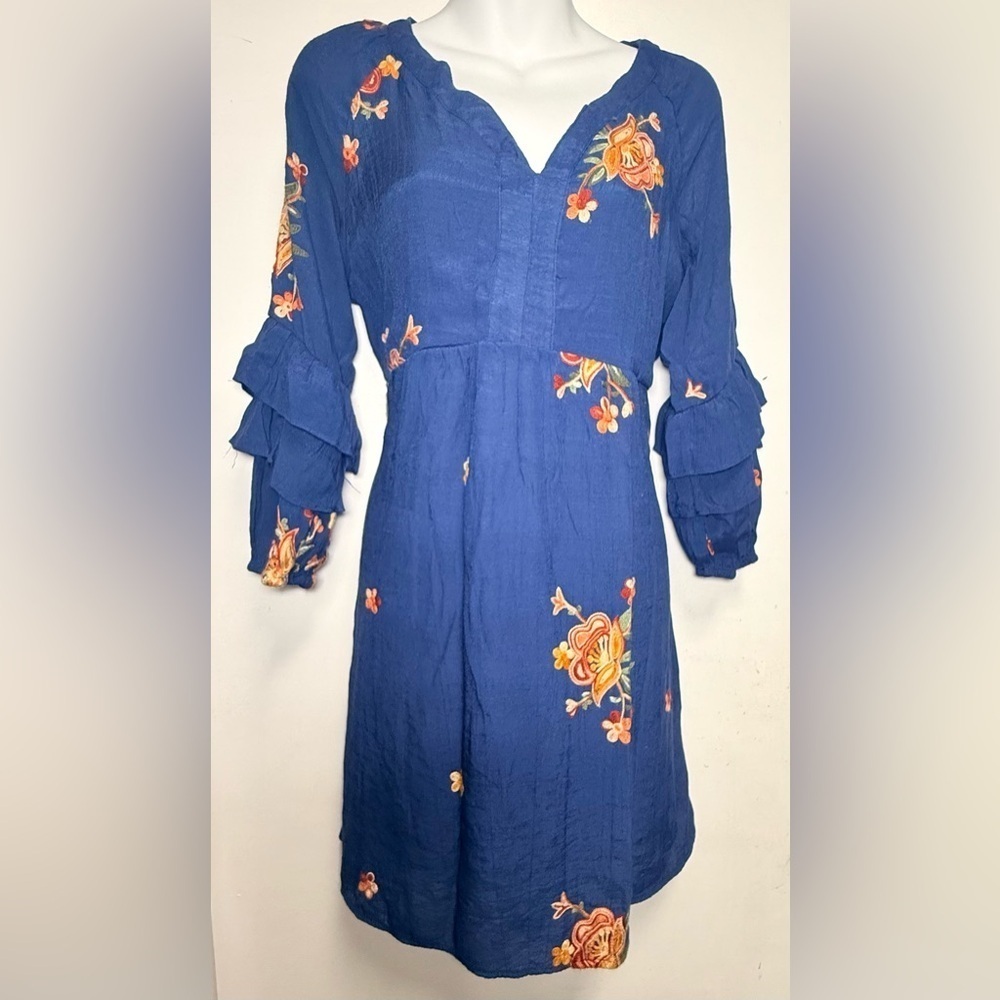 Fig and Flower Blue Orange Bell Sleeve Sundress